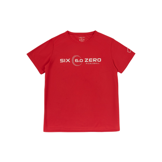 Six Zero Performance Sport Shirt - Gem Series Ruby Red with White Logo